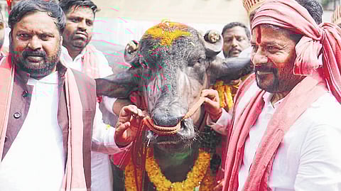 Chief Minister A Revanth Reddy at Sadar Sammelan Utsav in Hyderabad on Sunday