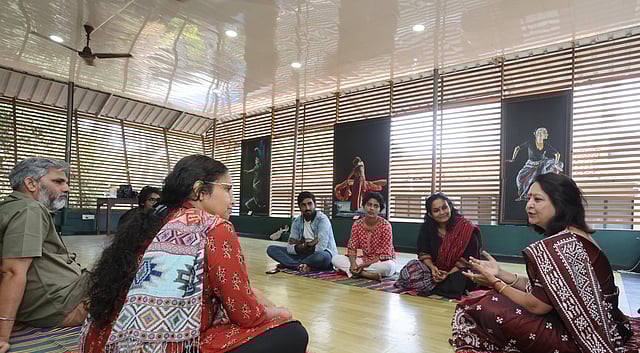 Hindustani singer Abhradita Banerjee interacting with TNIE team of journalists as part of the Express Dialogues series.