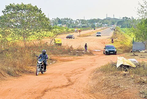 A partially-constructed section of the Seaport-Airport Road phase-2 project on the 
HMT-NAD sector.