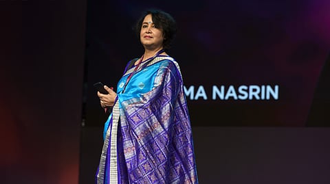 Bangladeshi writer and activist Taslima Nasrin during the atheist conference 'Essence,' held at Rajiv Gandhi Indoor Stadium, Kadavanthra in Kochi on Sunday.