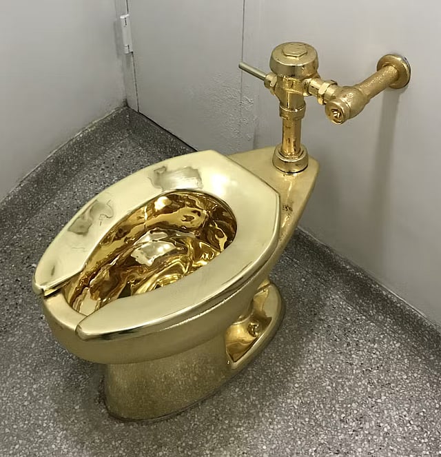 America, a fully functioning toilet made of 18-karat solid gold, on display here at the Guggenheim in 2017.