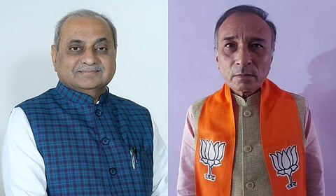Former Deputy Chief Minister Nitin Patel (L); sitting MLA Rajendra Chavda.