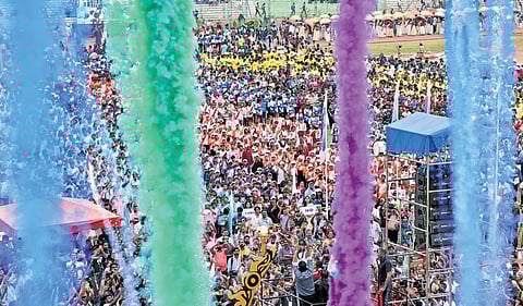 Thiruvananthapuram bagged 78 gold, 57 silver, 79 bronze on the first day of the 67th State School Sports Meet, while Kannur got 38 gold, 45 silver and 46 bronze  medals.