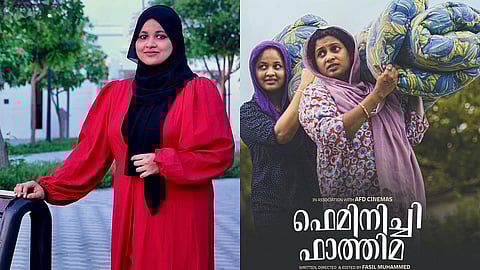 Shamla Hamza (L), Poster of Feminichi Fathima (R)