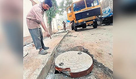 The silt catch pit into which a 41-year-old woman had fallen on September 2.