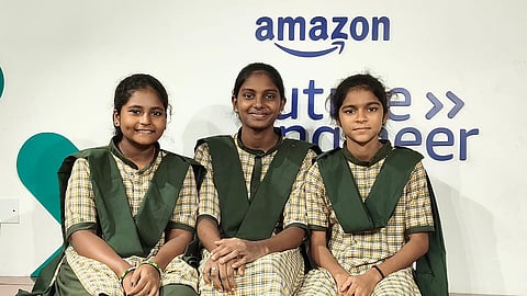 Project Name: Cycle sathi 
School Name : KGBV L Kota, Vizianagaram District 
From left to right:  G Hema Chandrika, A Sandhya Rani, V Thanu Sri