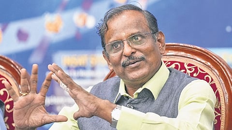 Indian Space Research Organisation (ISRO) Chairman V Narayanan addresses a press conference, in Bengaluru, Karnataka, Thursday, Oct. 23, 2025.