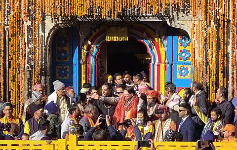 Uttarakhand Chief Minister Pushkar Singh Dhami at Kedarnath Dham to attend the shrine's door closure ceremony, at Rudraprayag, Thursday, Oct. 23, 2025.