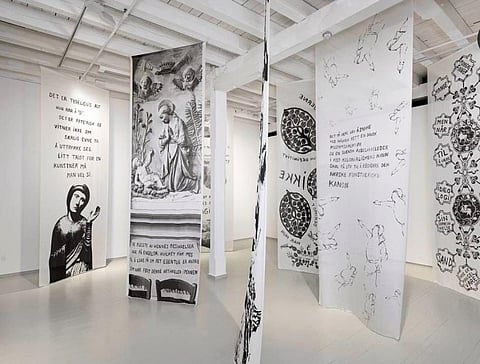 The destroyed linocut print, titled ‘Go Eat Your Dad’, was part of ‘Estranged Geographies’, an ongoing international exhibition organised by the Department of Cultural Affairs and the Akademi. 