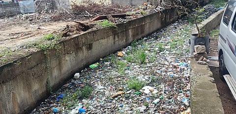 Though the corporation has stated that canals have been desilted, many remain unmaintained in the city. canal seems filled with waste near Villapuram in Madurai.