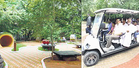 Chief Minister MK Stalin inspecting the renovated Tholkappia Poonga.