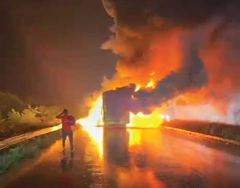 The private bus that fire in Andhra Pradesh.