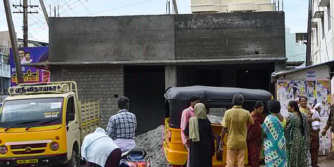 The multipurpose office for Ward 23 under construction at Woraiyur in Tiruchy 