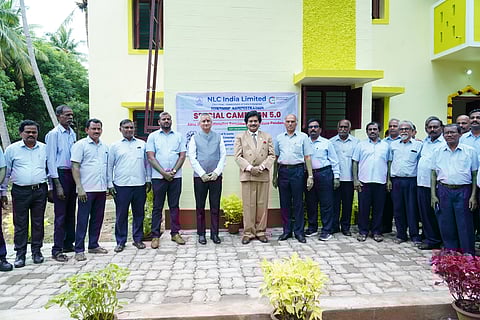 The first project involved the renovation of a community hall at Sri Sivasubramania Swamy Temple, Veluduyanpattu, Neyveli township. 