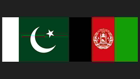 Flags of Pakistan and Afghanistan.