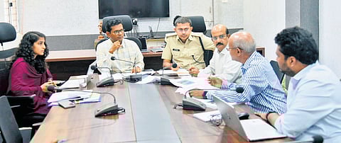 ASR District Collector AS Dinesh Kumar, along with other officials, at a meeting on Pumped Storage Projects 