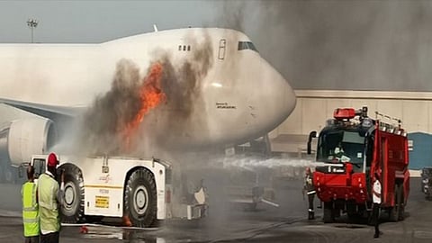 Air India bus catches fire at Delhi Airport Terminal 3