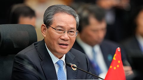 China's Premier Li Qiang gives his opening remark for the 28th ASEAN Plus Three Summit in Kuala Lumpur, Malaysia, Monday, Oct. 27, 2025.