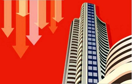 Sensex, Nifty end lower amid volatile trade