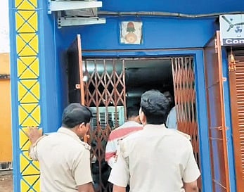 Police at the crime scene.