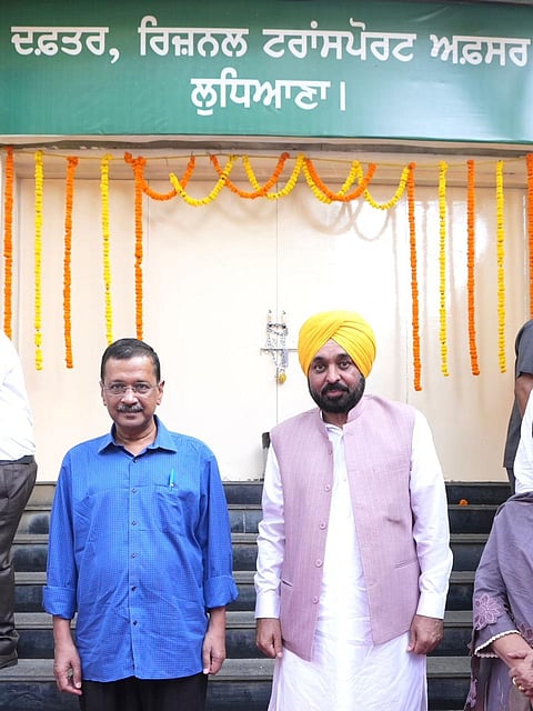 Punjab Chief Minister Bhagwant Singh Mann and Aam Aadmi Party (AAP) National Convener Arvind Kejriwal today launched the faceless RTO services.
