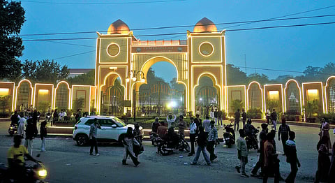 Illuminated Jamia Millia Islamia University on Wednesday.
