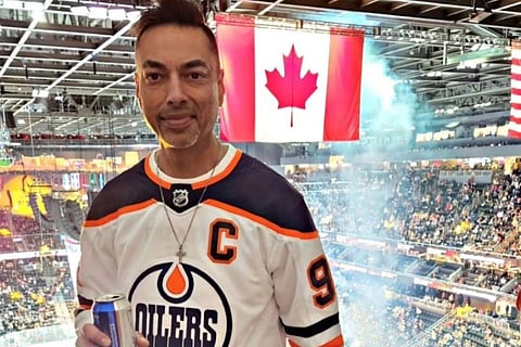 FILE- Members of Hindu Sikh Global Forum protest against the attack on a Hindu temple in Canada, near Canadian Embassy, in New Delhi on Sunday, Nov. 10, 2024.