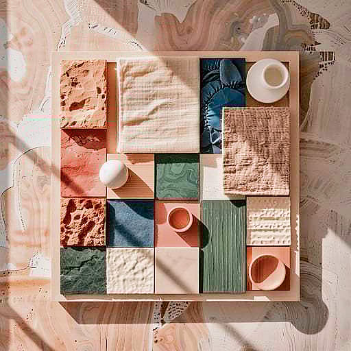 Materials & textures: Mix matte and natural textures—clay pots, brass bowls, stone surfaces