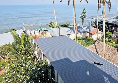 A new building being constructed illegally on Varkala Cliff