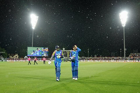 Rain had the last word in Canberra as the match was abandoned with India strongly placed at 97 for one after 9.4 overs, and both Suryakumar (L) and Shubman Gill in the mood to decimate the Australian attack.