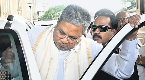 Chief Minister Siddaramaiah leaves Vidhana Soudha after the cabinet meeting in Bengaluru on Thursday.