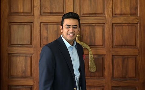 BJP MP Tejasvi Surya from Karnataka at his New Delhi residence 