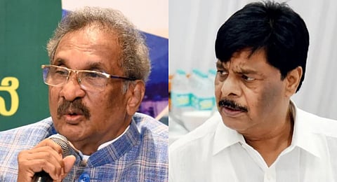 Energy minister K J George (L) and Social Welfare Minister Dr HC Mahadevappa (R).