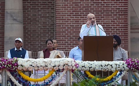 Prime Minister Narendra Modi addresses a gathering during the 'Rashtriya Ekta Diwas' programme organised on Sardar Vallabhbhai Patel's 150th birth anniversary, at the Statue of Unity.