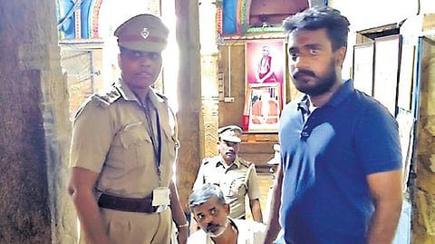 Chennai police officials arrived at the mutt on Saturday.