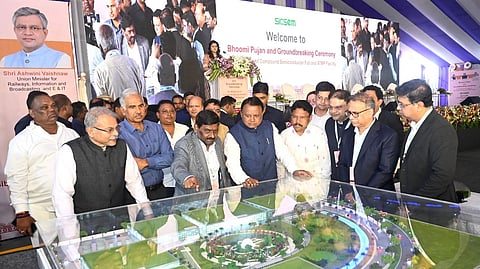 Chief Minister Mohan Charan Majhi being briefed about the upcoming semiconductor unit by SicSem Pvt Ltd.
