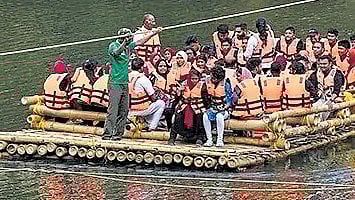 Bamboo rafting at Kuruva Island
