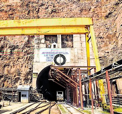 Tunnel 1, part of the SLBC, is a 43.93 km-long tunnel originating from the left bank of the Srisailam reservoir.