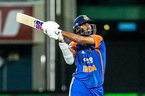 India's Washington Sundar bats during the T20 cricket international between India and Australia in Hobart, Australia, Sunday, Nov. 2, 2025. 