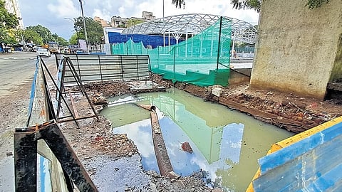 Work in progress on a stormwater drain at Mullai Nagar in Vyasarpadi.
