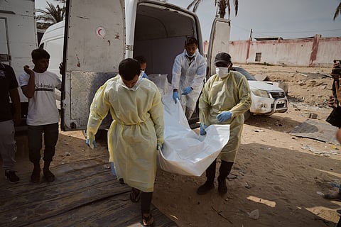 External Affairs Minister S Jaishankar with Israel's Foreign Affairs Minister Gideon Sa'ar and others during a meeting, in New Delhi.