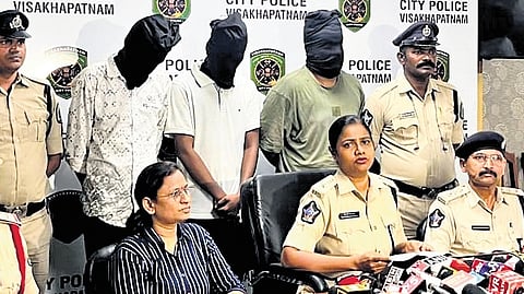 Police arrested three students, including the YSRCP Youth Student Wing president, in Visakhapatnam.