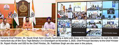 CM Nayab Singh Saini urges youth to follow Shri Guru Tegh Bahadur Ji’s ideals for nation building