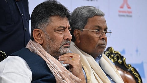 Karnataka Chief Minister Siddaramaiah and his deputy D K Shivakumar