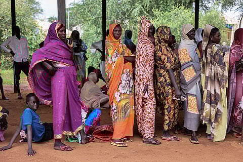 This photo released by The Norwegian Refugee Council (NRC), shows displaced children from el-Fasher playing at a camp where they sought refuge from fighting between government forces and the RSF, in Tawila, Darfur region, Sudan, Monday, Nov. 3, 2025. 