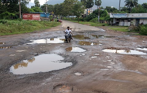 Commuters from Vepagunta to Pinagadi struggle along a pothole-ridden stretch, urging authorities to take up immediate road repairs.
