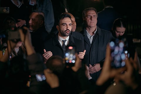 New York mayoral candidate Zohran Mamdani votes at a voting site on Tuesday, Nov. 4, 2025, in New York.