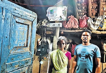 The house of a tribal family in Gudem hamlet of ASR district with new electricity connection.