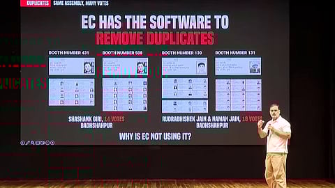 Rahul Gandhi addressing press conference in Delhi. 