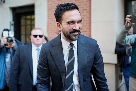 New Jersey gubernatorial candidate Mikie Sherrill reacts after voting in Montclair, N.J., Tuesday, Nov. 4, 2025.